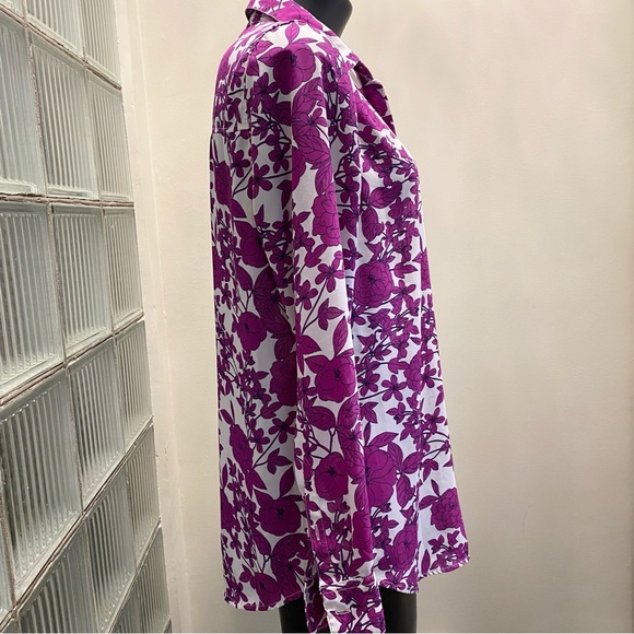 Banana Republic Boyfriend Fit Floral Button Front & Back Blouse Size M - Picture 6 of 17